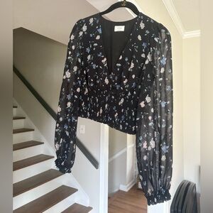 Aritzia Wilfred Wistful Blouse in Midnight Blue XS